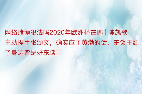 网络赌博犯法吗2020年欧洲杯在哪 | 陈凯歌主动捏手张颂文，确实应了黄渤的话，东谈主红了身边皆是好东谈主